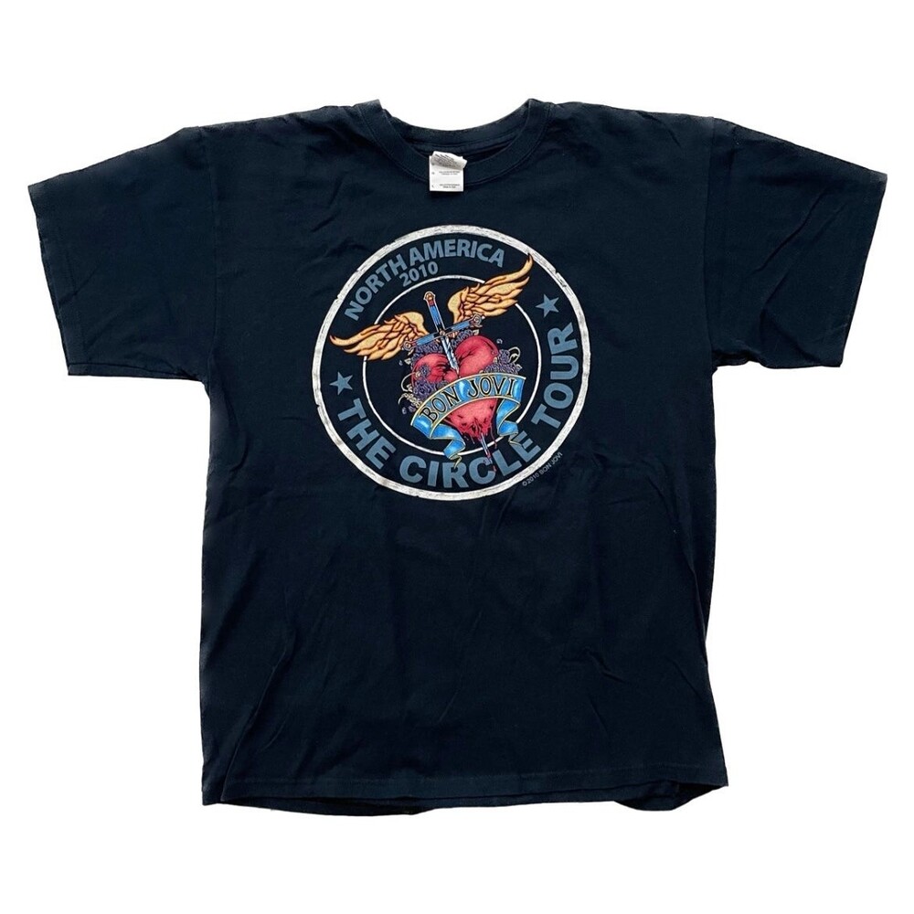 Bon Jovi The Circle Tour North America 2010 Size L Black Concert T-shirt